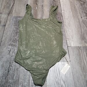 Aerie NWT Smoothez Green Shimmer Bodysuit